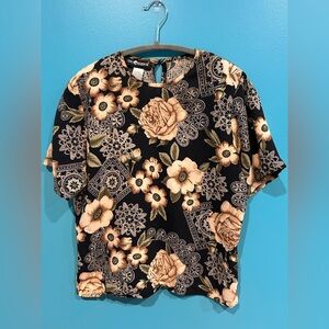 Whimsigoth Short Sleeve 90s Floral Blouse Vintage